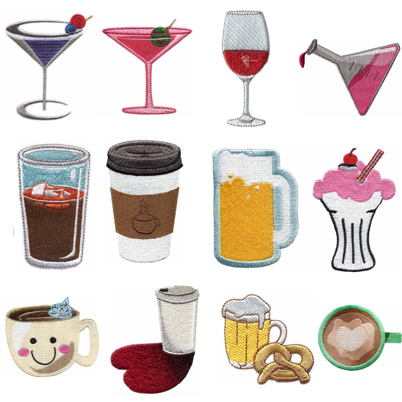 Wine Beer Hat - Aufbügelbare, bestickte Patches mit Motiven von