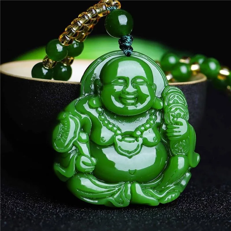 Cocktail Shaker Set - Chinesische Grüne Jade Maitreya Buddha Anhänger