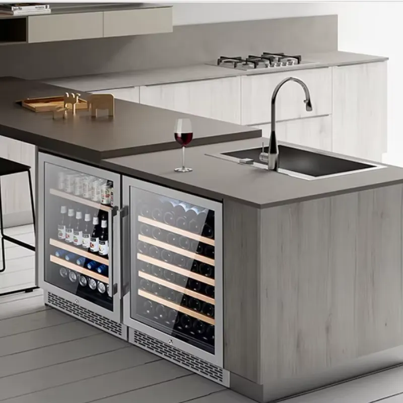 Wine Beer Dual Zone - 48-Flaschen-Weinkühlschrank mit Doppelglastür, Bierkühler, Getränkebar-Vitrine für
