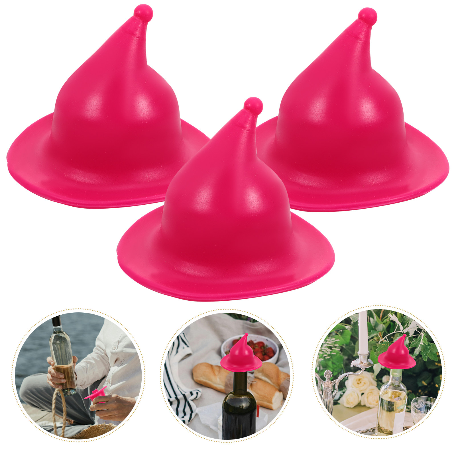 Wine Beer Hat - 4 Stück Silikon-Weinflaschenverschluss in Form eines