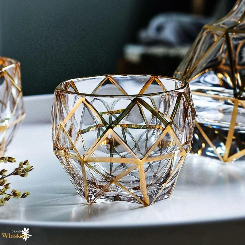 Whisky Beer And Wine - Whiskey-Gläser-Set mit Goldlinie, Weingläser, Whiskygläser mit